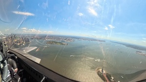 F-22 Raptor Demo Team Flies Over Statue of Liberty in New York City