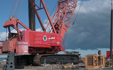 Driving Steel Sheet Piles in Vermilion Harbor - B-roll