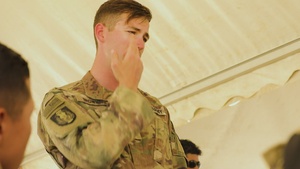 U.S. Army demonstrate how to insert a tracheostomy tube for BRIGHT STAR 25