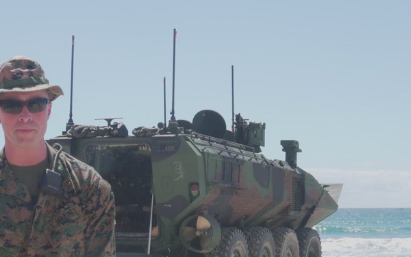 U.S. Marines with 1st MARDIV conduct amphibious combat vehicle pre-deployment surf operations