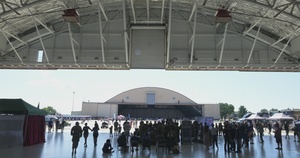 Audience members visit STEAM displays at the 2025 Joint Base Andrews Air Show