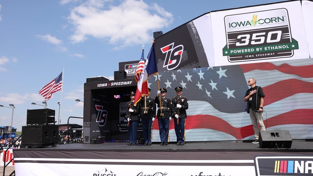 Iowa National Guard honor guard at Iowa Corn 350 (B-ROLL)