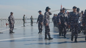 Super Garuda Shield 25 B-Roll: KRI Makassar (MKS 590) departs Jakarta