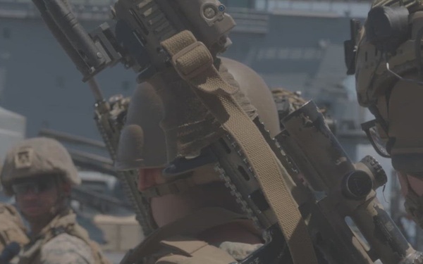 MRF-D 25.3: 2nd. Bn, 1st Marines conduct drills aboard the USS Miguel Keith