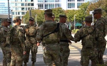 Soldiers provide a presence patrol at the Navy Yard