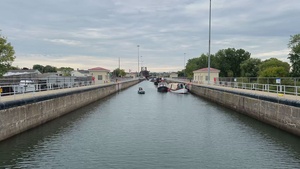 Seneca Chief Navigates Black Rock Lock for Erie Canal Bicentennial (B-Roll)