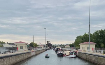 Seneca Chief Navigates Black Rock Lock for Erie Canal Bicentennial (B-Roll)