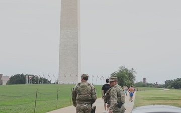 U.S. National Guard Soldiers with the Louisiana National, conduct presence patrols at the National Mall, Washington, D.C.
