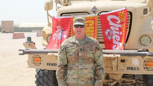 Master Sgt. Brandon Jennings shouts-out the Kansas City Chiefs from Overseas