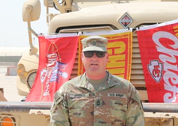 Master Sgt. Brandon Jennings shouts-out the Kansas City Chiefs from Overseas