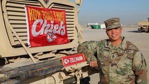 Master Sgt. Jessica Zollmann shouts-out the Kansas City Chiefs from Overseas