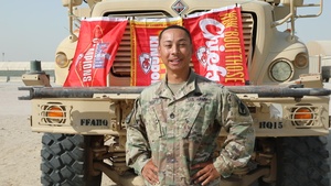 Staff Sgt. Elias West shouts-out the Kansas City Chiefs from Overseas
