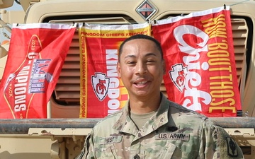 Staff Sgt. Elias West shouts-out the Kansas City Chiefs from Overseas