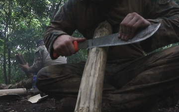 Combined Jungle Operations Course Primitive Fire and Water Filtration B-roll