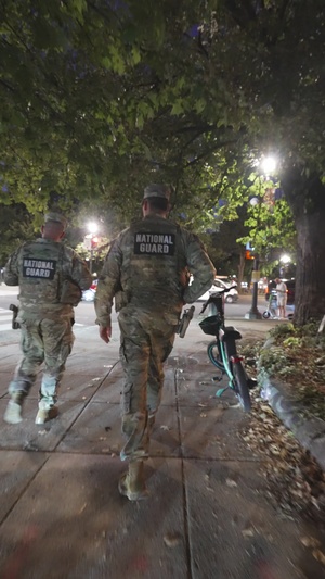 U.S. Army Col. Larry Doane, commander of Joint Task Force–District of Columbia, patrols Washington, D.C., Sept. 26, 2025, to check on the safety and welfare of service members