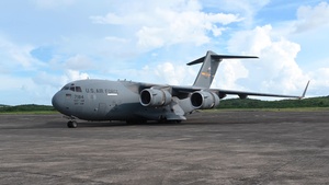 C-17 Offloads Cargo in Puerto Rico BROLL