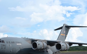 C-17 Offloads Cargo in Puerto Rico BROLL