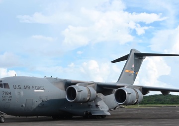 C-17 Offloads Cargo in Puerto Rico BROLL