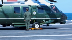 USS George H.W. Bush and Carrier Strike Group 10 host President Donald J. Trump, First Lady, Secretary of War during the Titans of the Sea Presidential Review