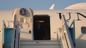 U.S. Secretary of State Marco Rubio disembarks his plane after landing at Ben Gurion Airport in Israel on October 23, 2025