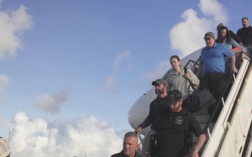 Regional Disaster Assistance Response Team (DART) arriving and unloading in Kingston