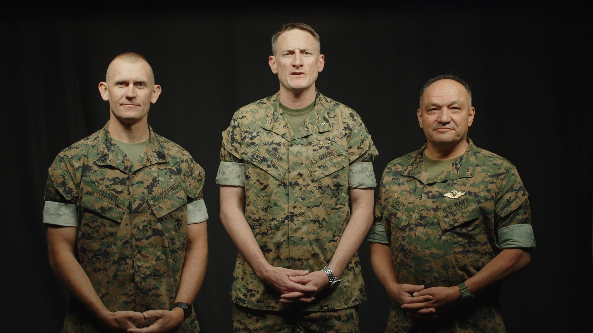 U.S. Marine Corps Brig. Gen. Patrick Tiernan, commanding general, 4th Marine Aircraft Wing, Marine Forces Reserve, Sgt. Maj. Joshua Miller, command senior enlisted leader, 4th Marine Aircraft Wing, Marine Forces Reserve, and U.S. Navy Capt. Elmer Riley, 4th Marine Aircraft Wing chaplain, Marine Forces Reserve, deliver a message to the Marines and Sailors of 4th Marine Aircraft Wing in honor of the 250th Marine Corps Birthday Ball at the Marine Corps Support Facility New Orleans, Nov. 1, 2025. Their remarks highlight the enduring legacy, values, and unity that define the Marine Corps after 250 years of faithful service to the nation. (U.S. Marine Corps video by Cpl. Isaiah Smith and Lance Cpl. Allan Rodriguez-Rivera)

By License - This video contains audio from a USMC enterprise licensed asset from Adobe Stock:

"Orchestral Thrills" by Music Evolution https://stock.adobe.com

"Gregorian Chant" by Jamendo https://stock.adobe.com