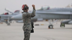 U.S. Marines conduct flight operations at Kunsan Air Base