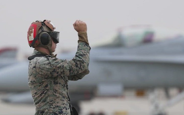 U.S. Marines conduct flight operations at Kunsan Air Base