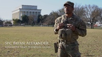 Spc. Brian Alexander speaks about his experience supporting Joint Task Force–District of Columbia in Washington