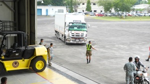U.S. Marines Stage Food Pallets for Foreign Disaster Relief following Super Typhoon Fung-Wong