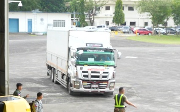 U.S. Marines Stage Food Pallets for Foreign Disaster Relief following Super Typhoon Fung-Wong