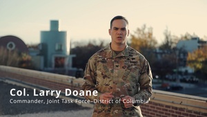 U.S. Army Col. Larry Doane, Joint Task-Force D.C. commander, speaks about the continuing D.C. Safe and Beautiful Mission