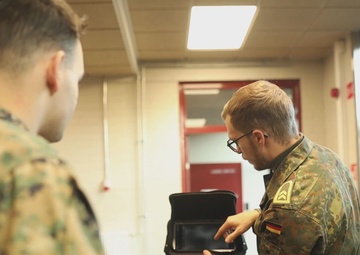 U.S. Marines attend static display hosted by Finnish, German service members