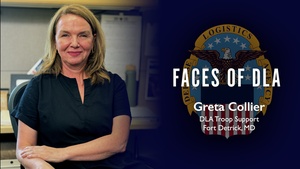 Faces of DLA: Greta Collier, Sr., Nurse Consultant, DLA Troop Support Medical (emblem, open caption)