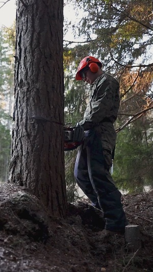 U.S. Marines with MWSS-273 and CLB-6 participate in tree falling operations