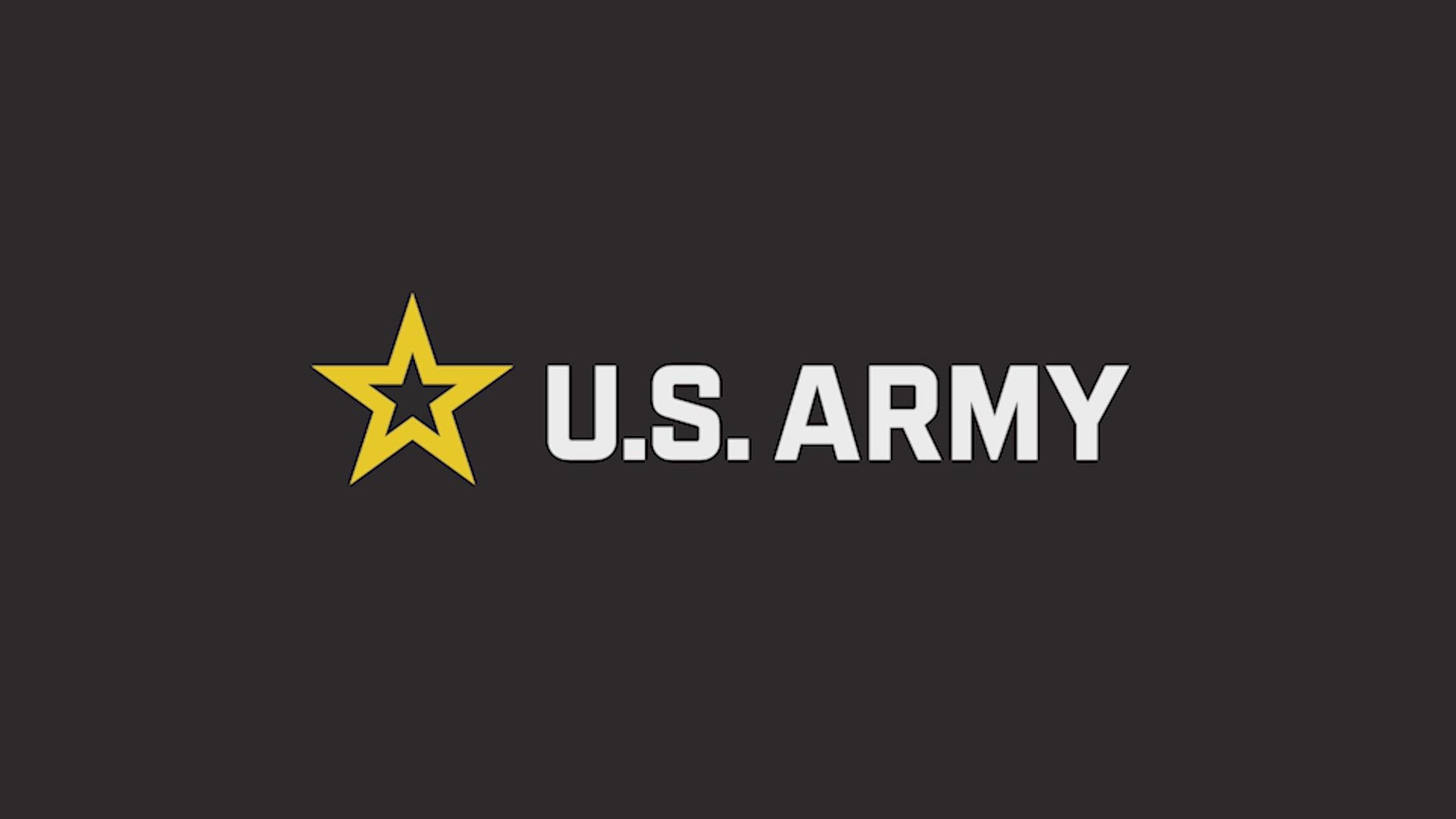 U.S. Army and a yellow star against a black background 
