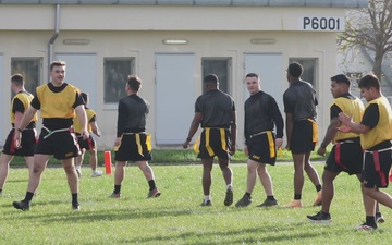 3rd Infantry Division Soldiers Play Flag Football during Thanksgiving Celebration