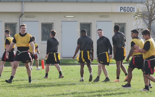 3rd Infantry Division Soldiers Play Flag Football during Thanksgiving Celebration