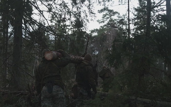 U.S. Marines build road barriers while deployed in the Baltic sea area
