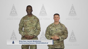 Brig. Gen. Jacob Middleton and Chief Master Sgt. Alex Birkle Wish the U.S. Space Force a Happy Birthday