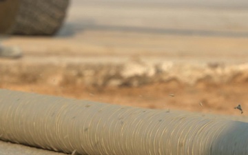 B-roll of 131st Bomb Wing civil engineering Airmen repairing airfield concrete during Exercise Northern Strike 25-2