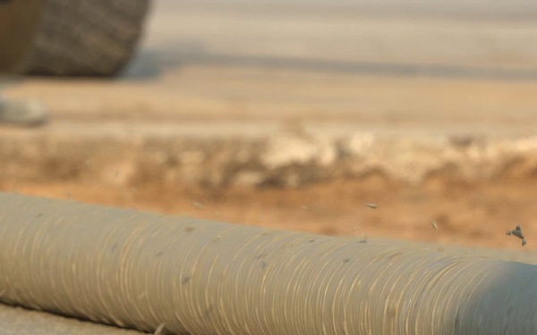B-roll of 131st Bomb Wing civil engineering Airmen repairing airfield concrete during Exercise Northern Strike 25-2