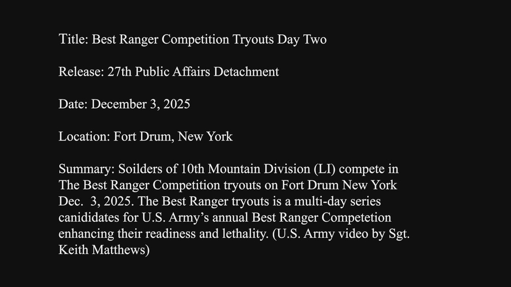 DVIDS - Video - Best Ranger Competition Tryouts Day Two