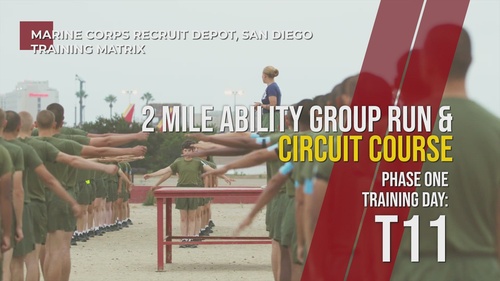 2 Mile Run, Circuit Course - Day T11, Phase One, MCRDSD Training Matrix