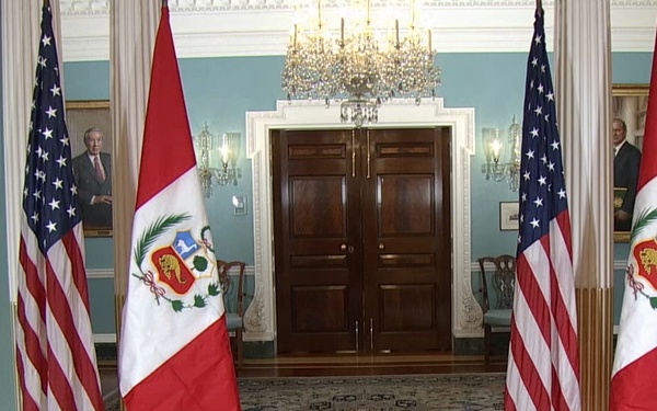 Secretary of State Marco A. Rubio meets with Peruvian Foreign Minister Hugo de Zela at the Department of State.