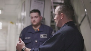 U.S. Sailors Conduct Stretcher Bearer Training abaord the USS Comstock