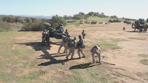 B-Roll: 1st Bn., 11th Marines set-up howitzer during Steel Knight 25