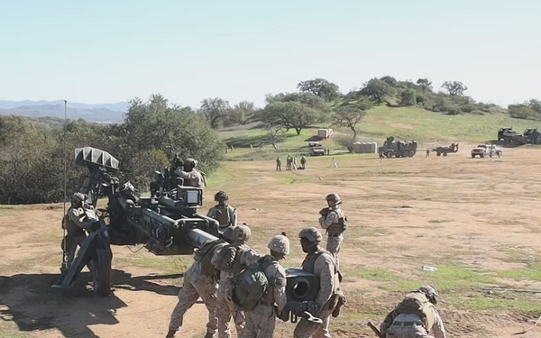 B-Roll: 1st Bn., 11th Marines set-up howitzer during Steel Knight 25