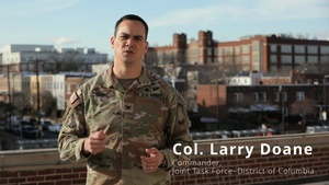 U.S. Army Col. Larry Doane, Joint Task-Force D.C. commander, speaks about overcoming tragedy and accomplishing the mission
