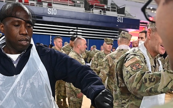 Secretary Hegseth Serves Thanksgiving Meal to JTF-DC Service Members